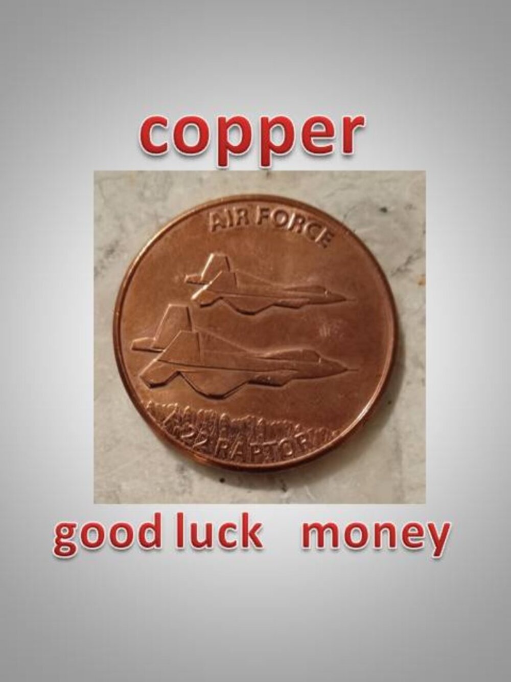 Air Force F-22 Raptor Copper coin medallion 1 oz 03